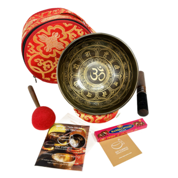 Cuenco tibetano Clásico Grabado de 19 cm Dragon Red 3