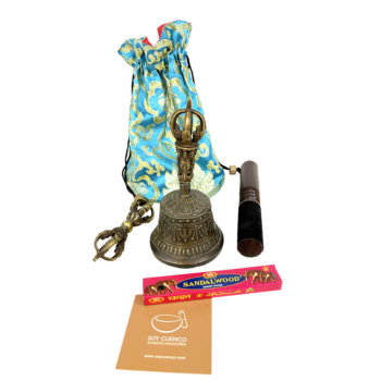 Campana tibetana con dorge de 8×16 cm