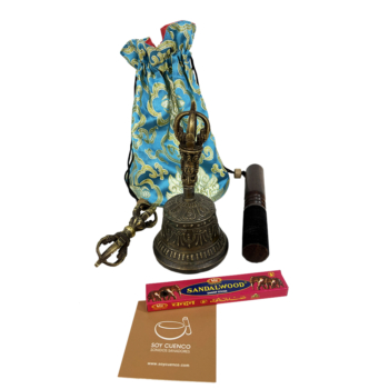 Campana tibetana con dorge de 8×16 cm