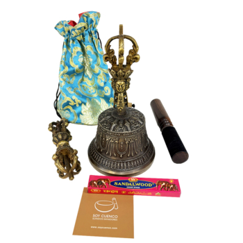 Campana tibetana con dorge de 21×11 cm