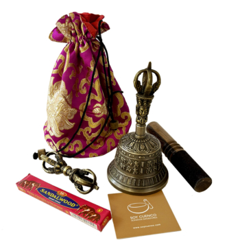 Campana tibetana con dorge de 15×8 cm